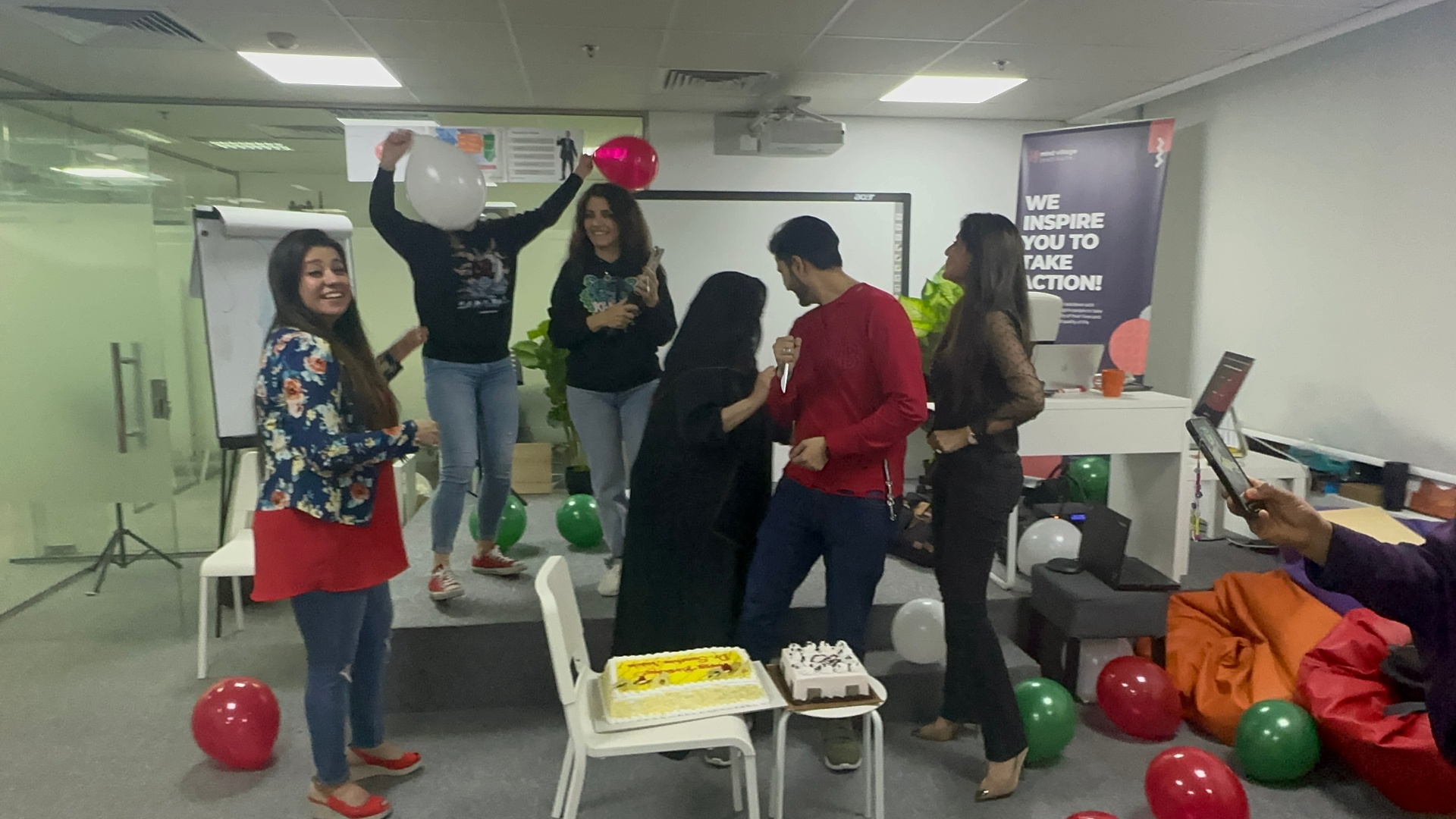 Students celebrating together after a workshop